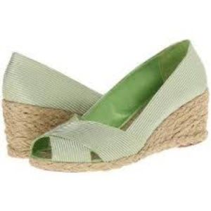 NEW! Lauren Ralph-Lauren-Cecilla-Limesatin Wedge
